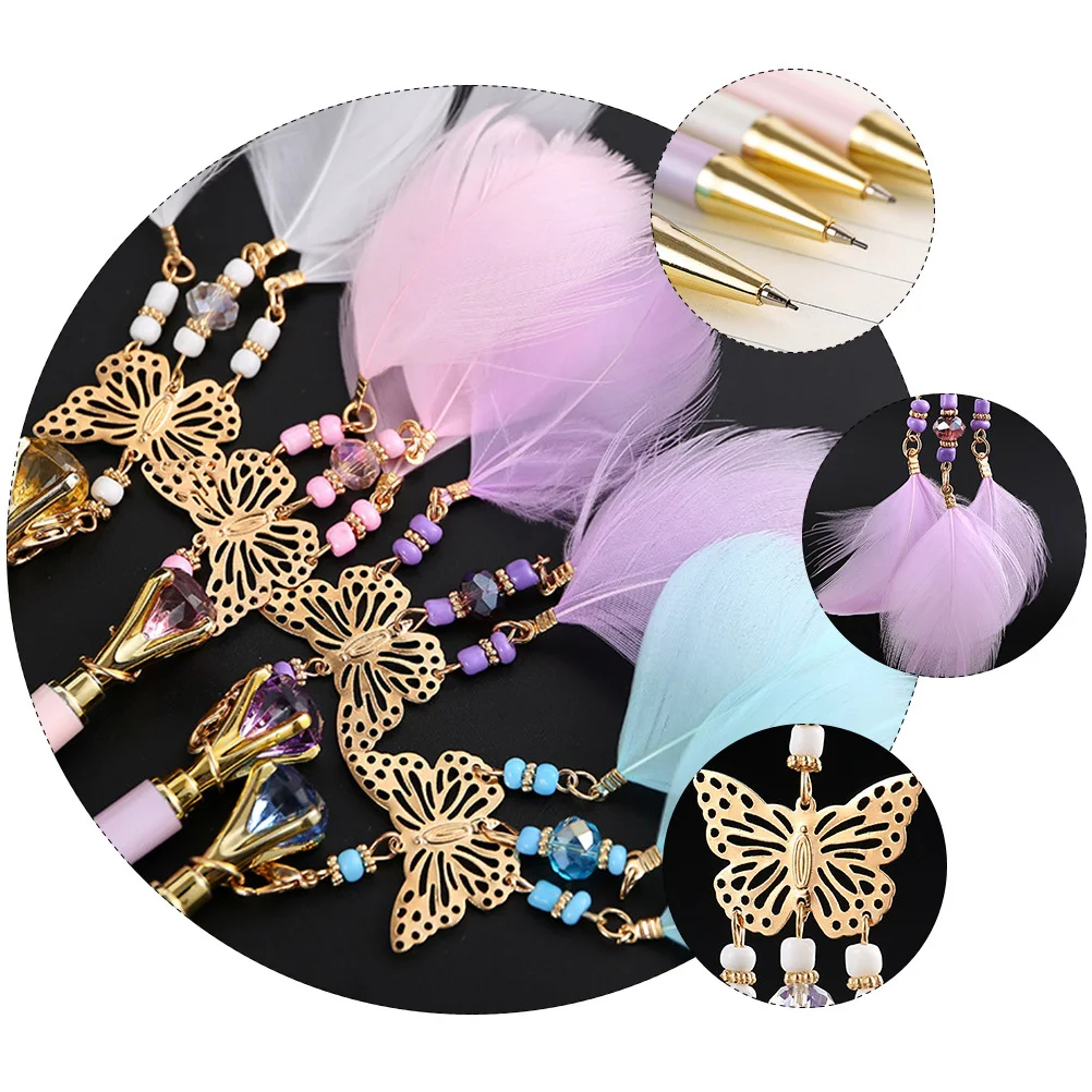 

2Pcs Butterfly Pendant Mechanical Pencil Diamond Metal Writing Drawing Sketch Student Stationery Smooth Break Resistant