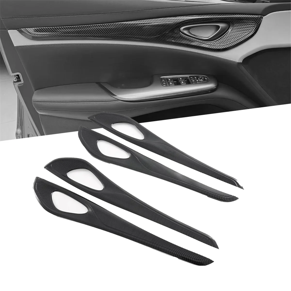 Car Interior Door Strip Panel Trim Cover Carbon Fiber Color for BYD Seal / BYD ATTO 4