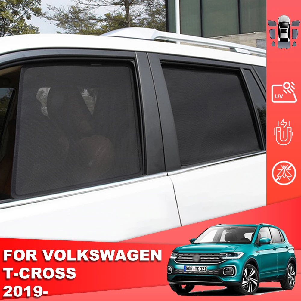 For Volkswagen VW T-CROSS 2018-2024 Magnetic Car Sunshade Shield Front Windshield Curtain Rear Side Baby Window Sun Shade Visor