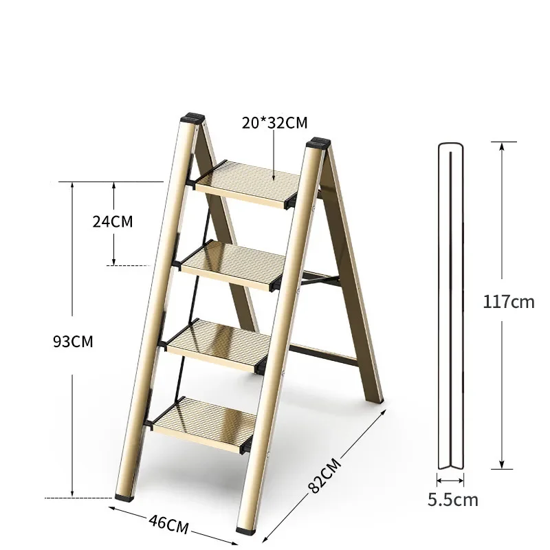 househo herringbone ladder folding ladder thickened aluminum alloy indoor ascending stairs flower stand ladder