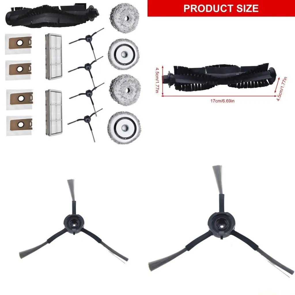 

D0AB Ролики для пылесоса Щетка для пылесборника Пластиковый фильтр Боковая щетка для робота-пылесоса