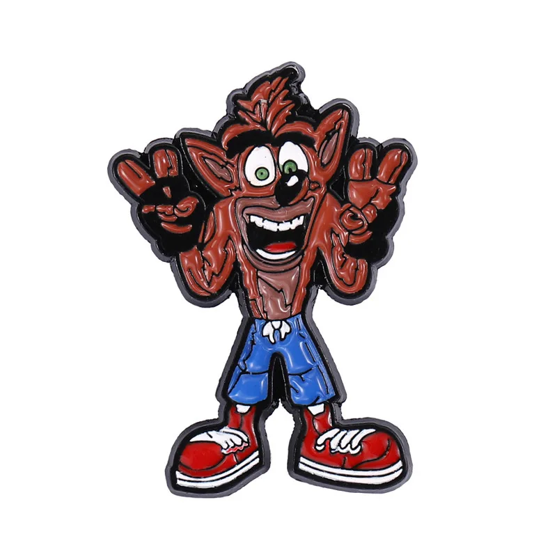 Game Crash Bandicoot Brooch Power Armor Figure Cosplay Enamel Pins Accessories Women Men Backpack Bag Button Friend Gift