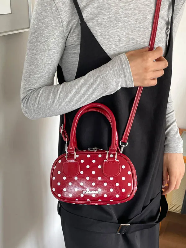 Korean Style Polka Dot Handbag Sweet Cool Small Square Fashion Single Shoulder Slant Cross Bag Early Autumn New Model