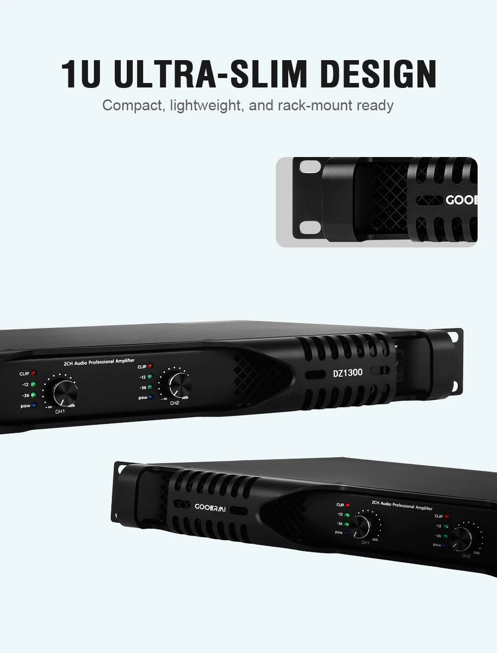 Gooermi DZ1300 1U مضخم رقمي 2 قناة 2*2000 واط مكبر كهربائي نظام صوت ستيريو برو الصوت فئة D مكبر للصوت للمرحلة #5