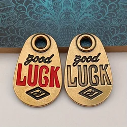 Brass Lucky Brand Car Keychain Pendant Smiling Lucky Bag Pendant LUCK Retro European and American Creative Pendant
