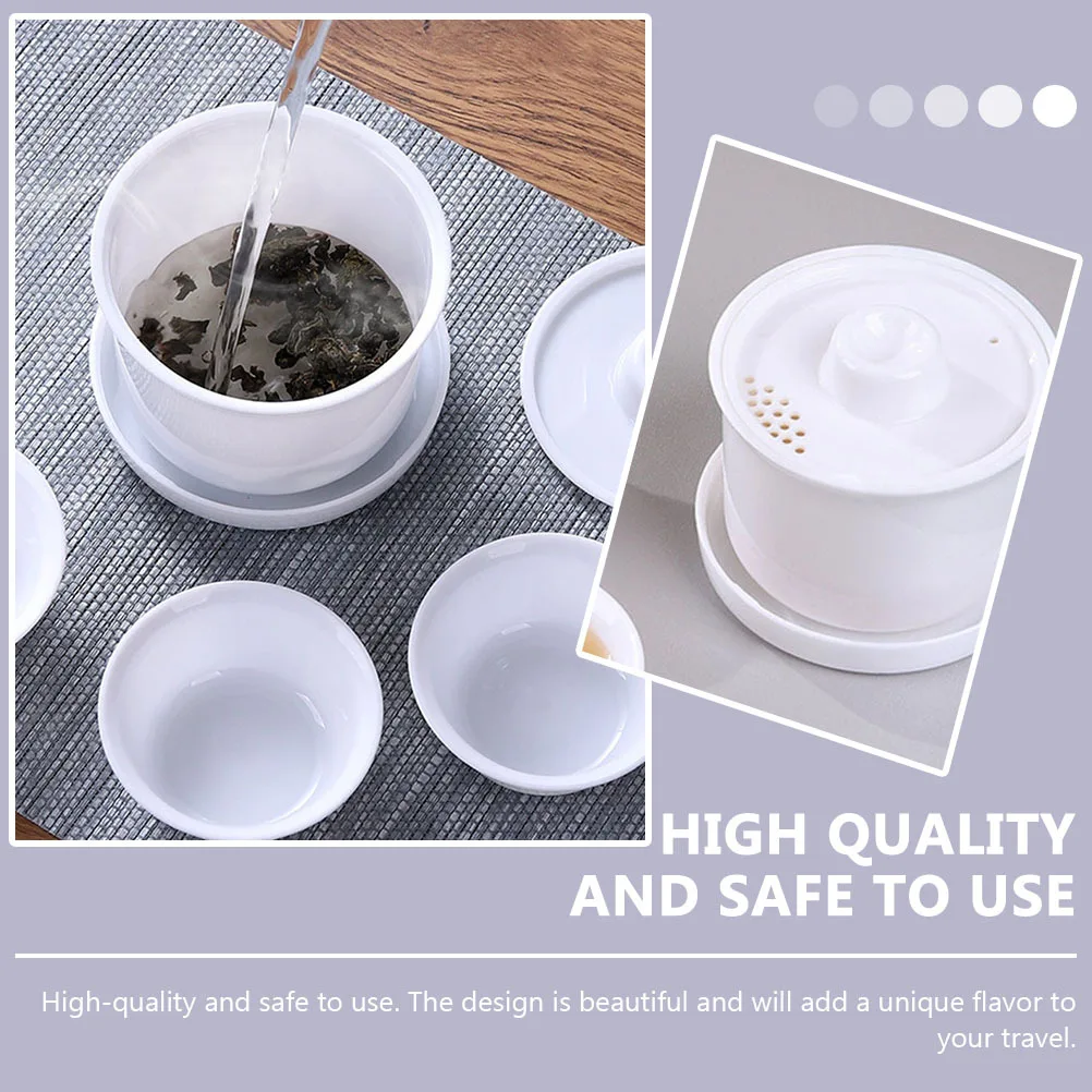 

2Sets Disposable Plastic Outdoor Tea Cup Kettle Set Portable Tea Drinking Holder Picnic Camping Travel Plastic Tray