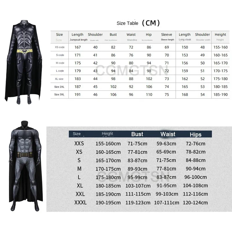 CGMGTSN Movie Men Bat Superhero Cosplay Bruce Wayne Costume Black Jumpsuit Mask Outfits for Adults Halloween Dress Up Clothes