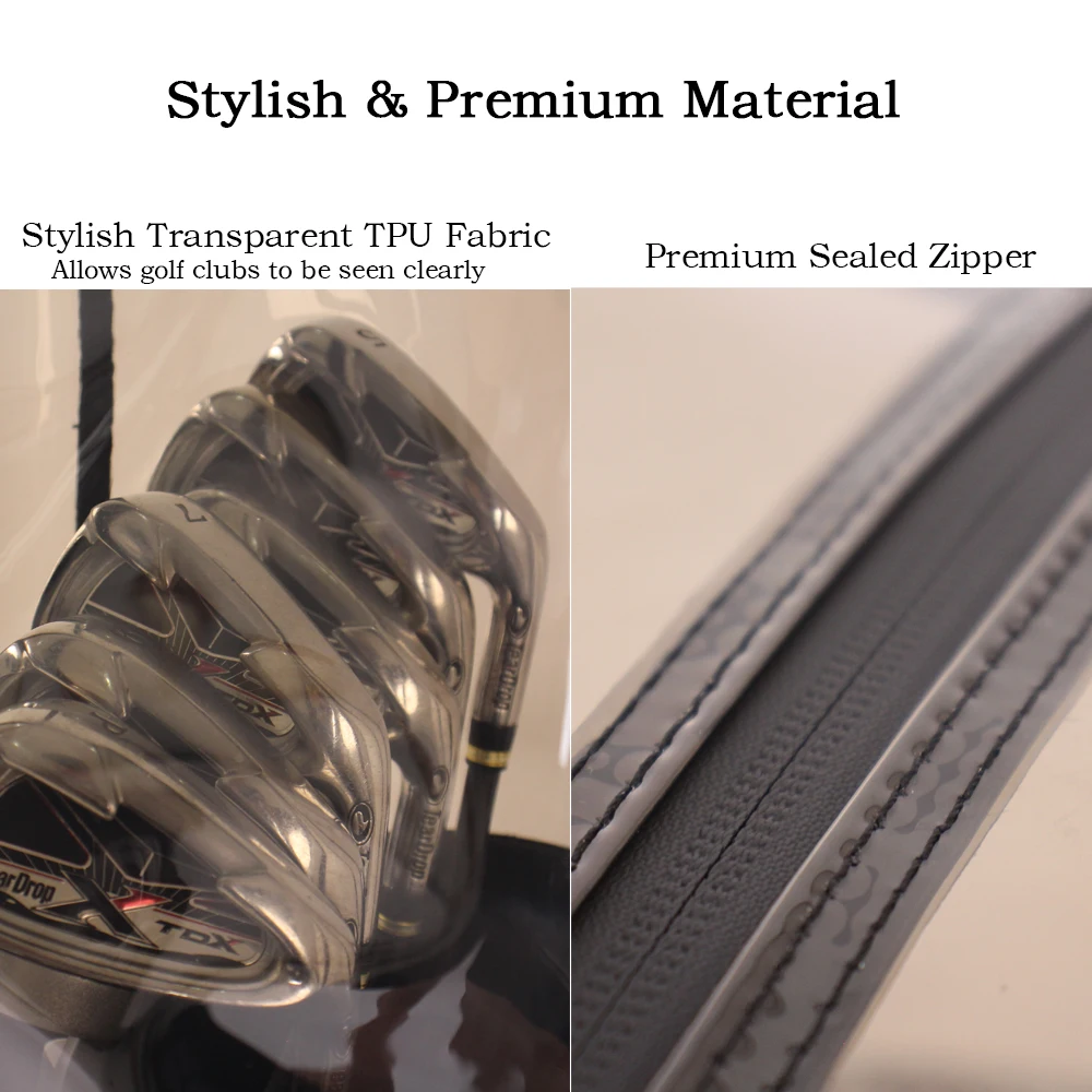 Universelle Golftaschenabdeckung, Golfschläger-Staubschutz, Modische Transparente TPU-Materialien mit Vier Knöpfen – Detail 1
