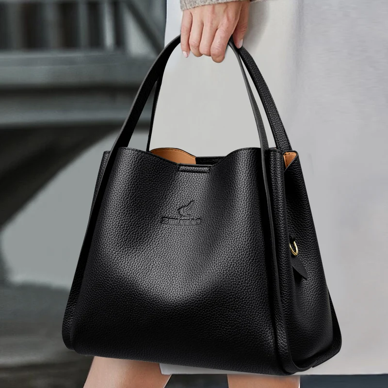 New 3-Layer Large Capacity Women\'s Shoulder Bag High Quality Soft Leather Female Handbag Retro Leisure Shopping Bags Sac a Main