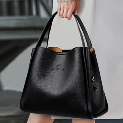 New 3-Layer Large Capacity Women's Shoulder Bag High Quality Soft Leather Female Handbag Retro Leisure Shopping Bags Sac a Main