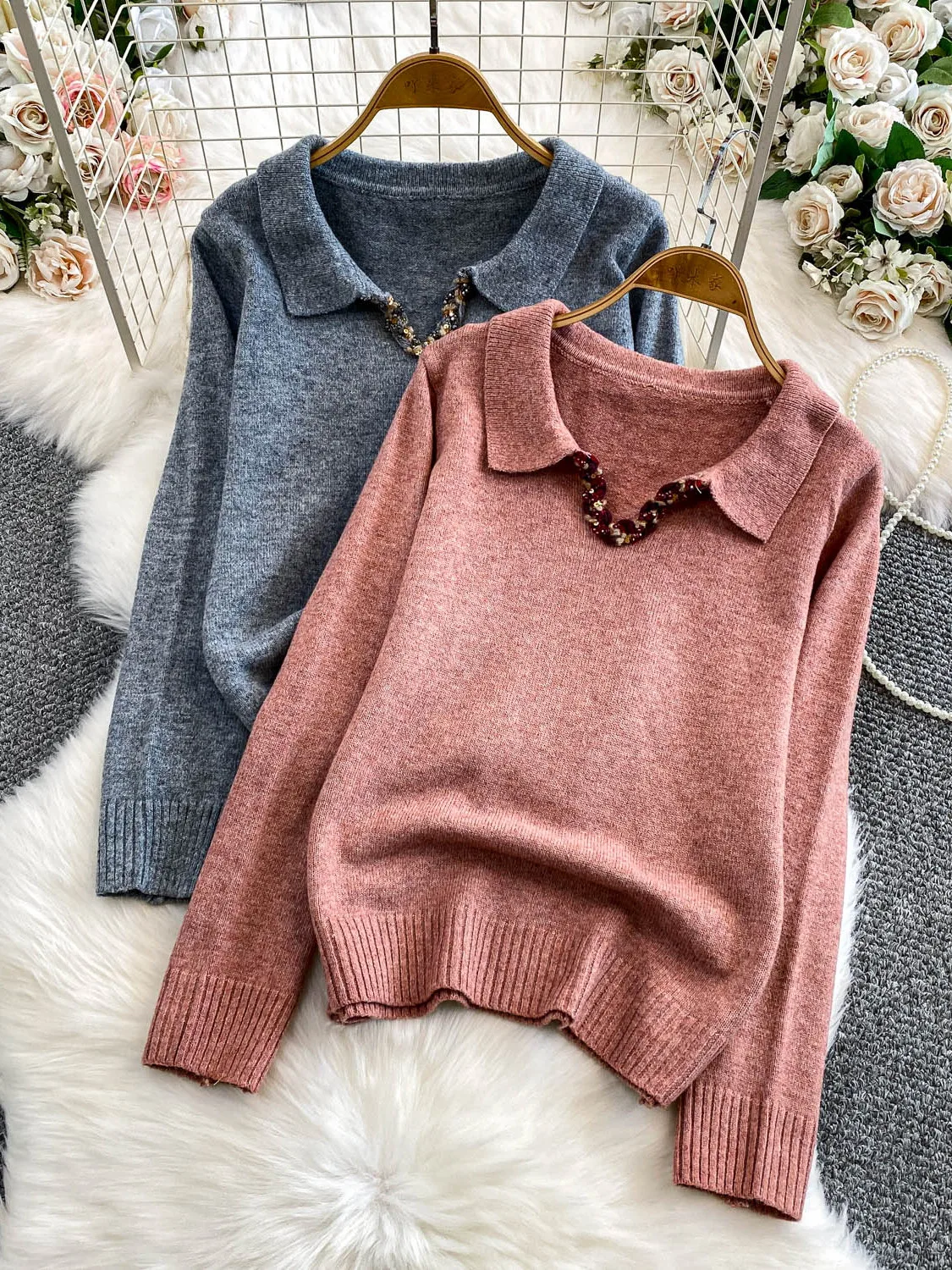 

Ретро-дизайн, вязаный топ с блестками и v-образным вырезом, женский свободный утягивающий зимний свитер, удобный длинный светящийся цвет