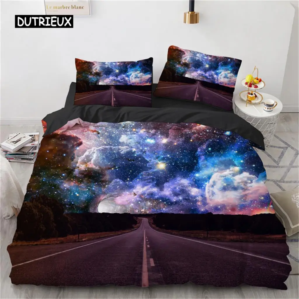 Funda de edredón Fantasy Galaxy, tamaño King, para adolescentes, niños, juego de cama con cielo estrellado, microfibra, temática espacial, para dormitorio