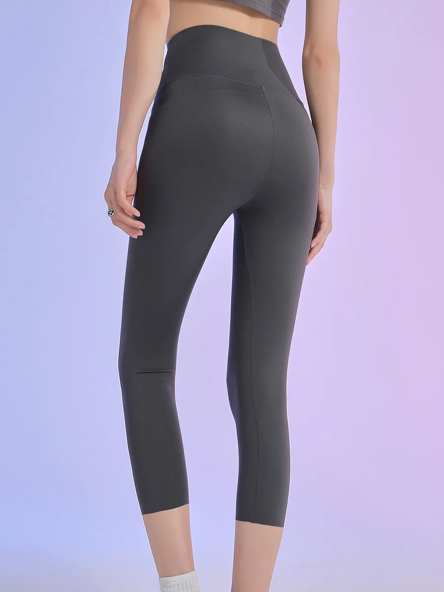 Calças de ioga de cintura alta femininas verão 2025 novas calças de camada de base ocular controle de barriga levantamento de bunda calças de pele de arca casuais nove-pi...