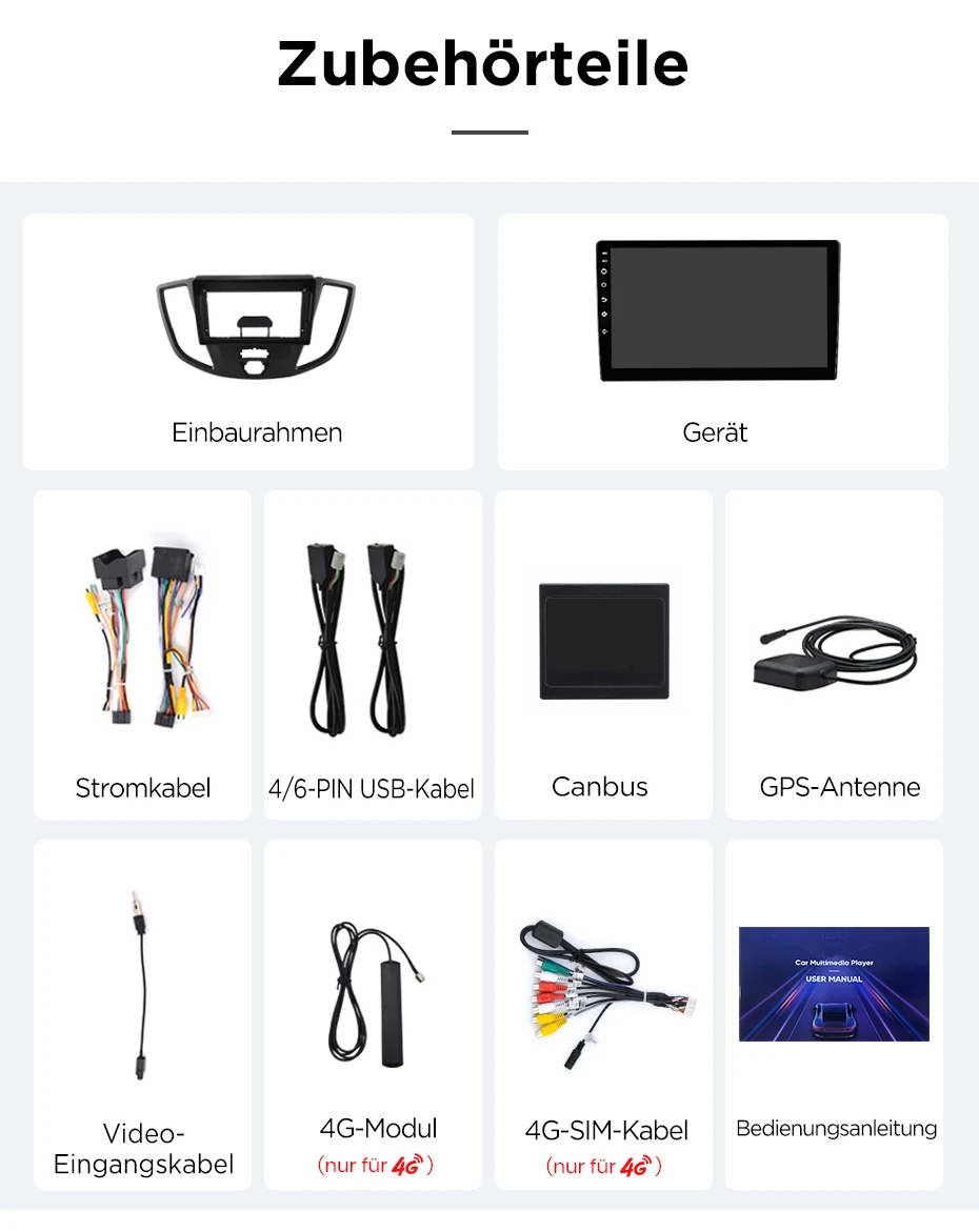 Junsun 9-Zoll Android 15 Autoradio für Ford Transit 2015-2018 mit Apple Wireless CarPlay, Auto-Touchscreen, Stereo-Multimedia-Videoplayer, intelligentes Fahrzeugsystem, 2-DIN-Autoradio-Haupteinheit, GPS-Navigation, Bluetooth 4G, WLAN, 8-Kern-Prozessor, FM, AM, DSP, RDS, DAB+ – Detail 27