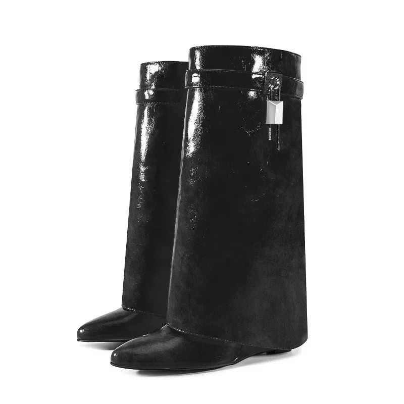 European and American High-quality Lock Buckle Pendant Sleeve Short Boots for Women\'s Autumn and Winter Fashion Skirts and Boots