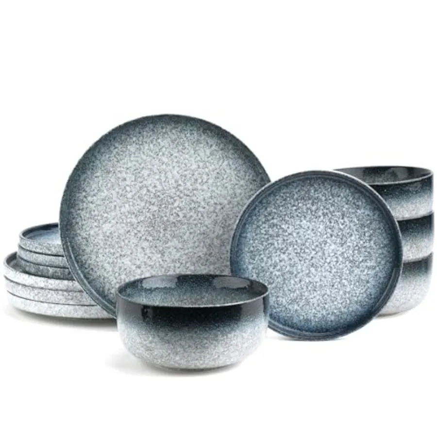 

Наборы керамической посуды, 12-компонентные наборы тарелок и мисок, устойчивые к сколам и трещинам, для 4-го мрамора