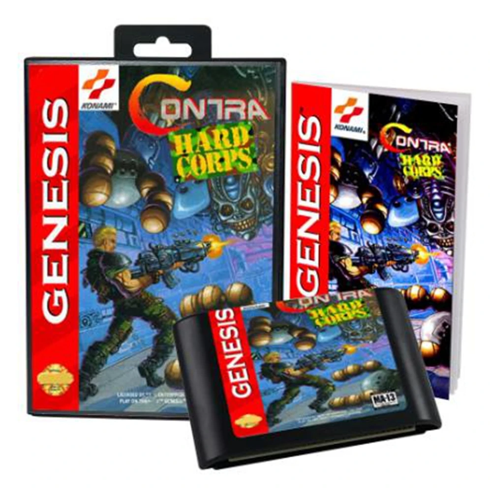 Contra The Hard Corps with Box and Manual for 16 Bit Sega MD Game Cartridge Megadrive Genesis System