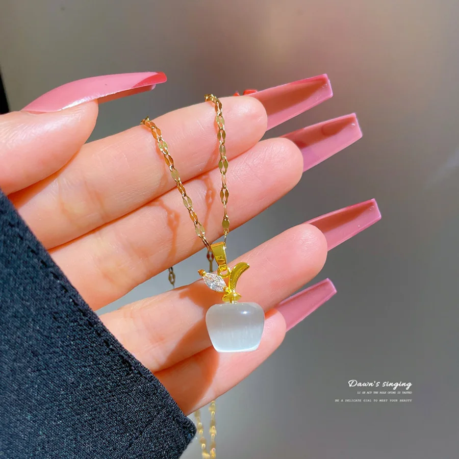 التيتانيوم الصلب عيد الميلاد التفاح قلادة مجوهرات احتفالية الإكسسوار #6