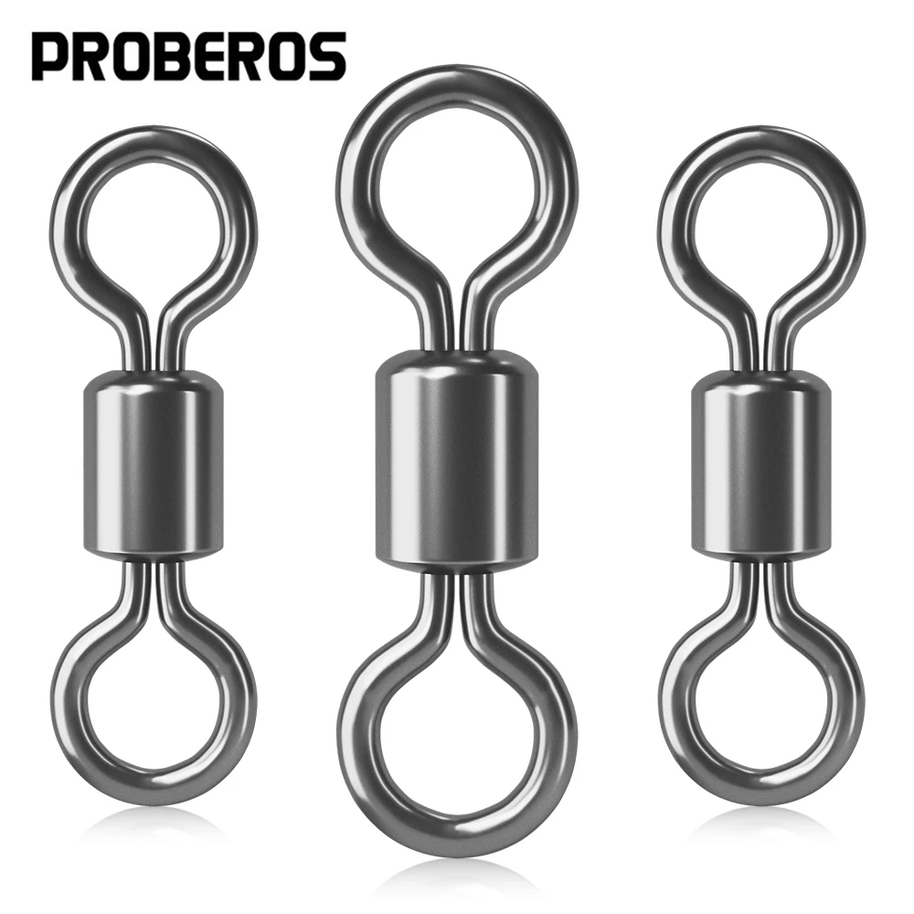 PROBEROS 50pcs Ultimate Fishing Swivel Set - High-Durability Rolling Barrel Swivels Secure Hook Connectors 14 Sizes(1/0#-14#)