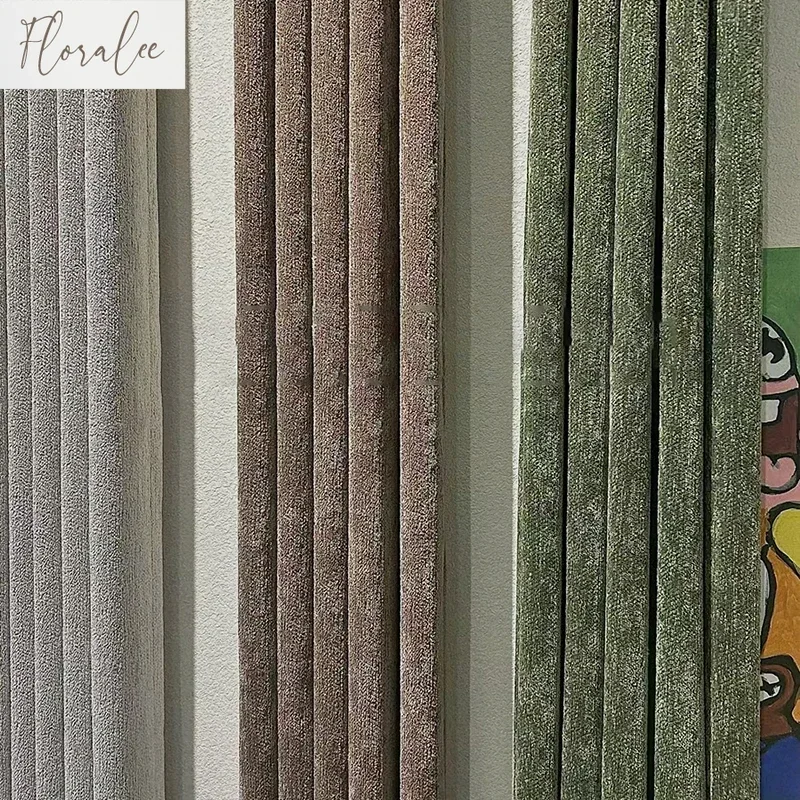 

Thickened Light Luxury Chenille Curtains American Custom Heavyweight Blackout Drapes For Living Room Bedroom Thermal Insulation