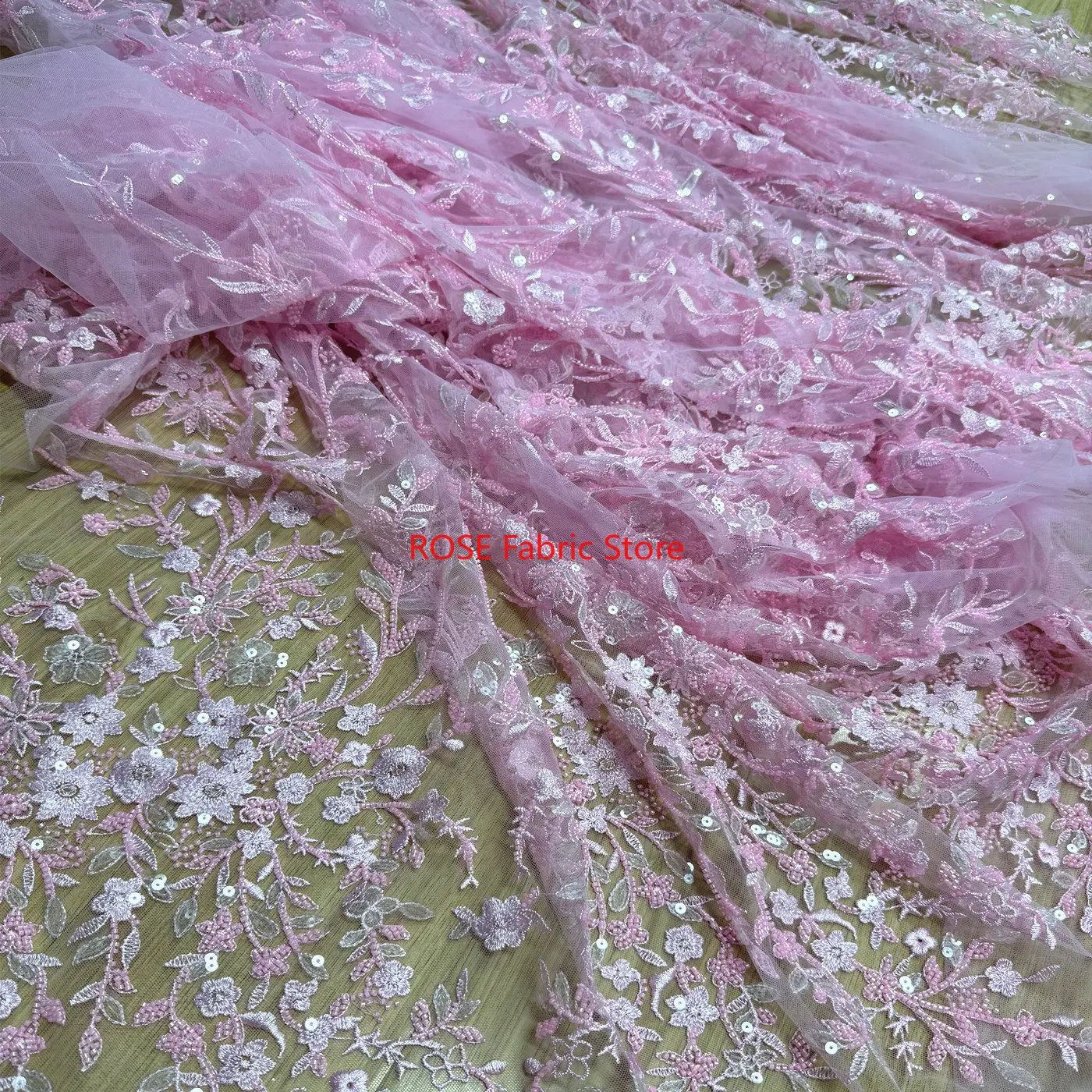 Tela de encaje de tul con bordado de flores en azul marino, rojo, rosa, negro, azul y naranja con cuentas y lentejuelas para bodas, vestidos, 1 yarda.