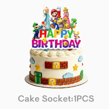 Mario Complete Birthday Party Supplies Set Galaxy Mario Themed Decor Kit with Banner Balloons Tableware Cake Toppers for Kids image 3