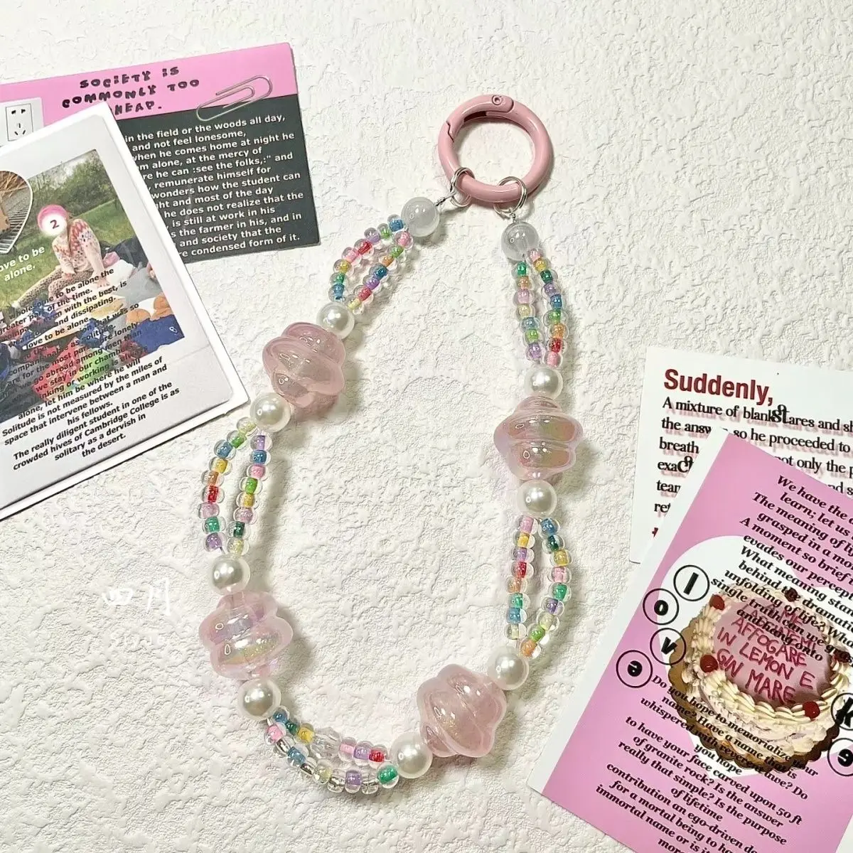 

Оригинальный дизайн, летний красочный ремешок для телефона с допамином, цепочка для камеры CCD с бисером, кулон, короткий чехол для телефона в стиле INS, очаровательный ремешок