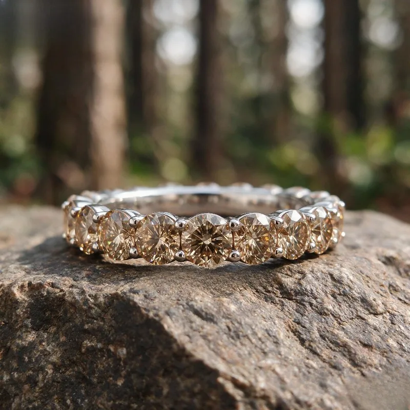 100% moissanite wedding eternal wedding ring for women champagne diamond ring wedding band diamond ring vvs1 CZ  5mm 7carat