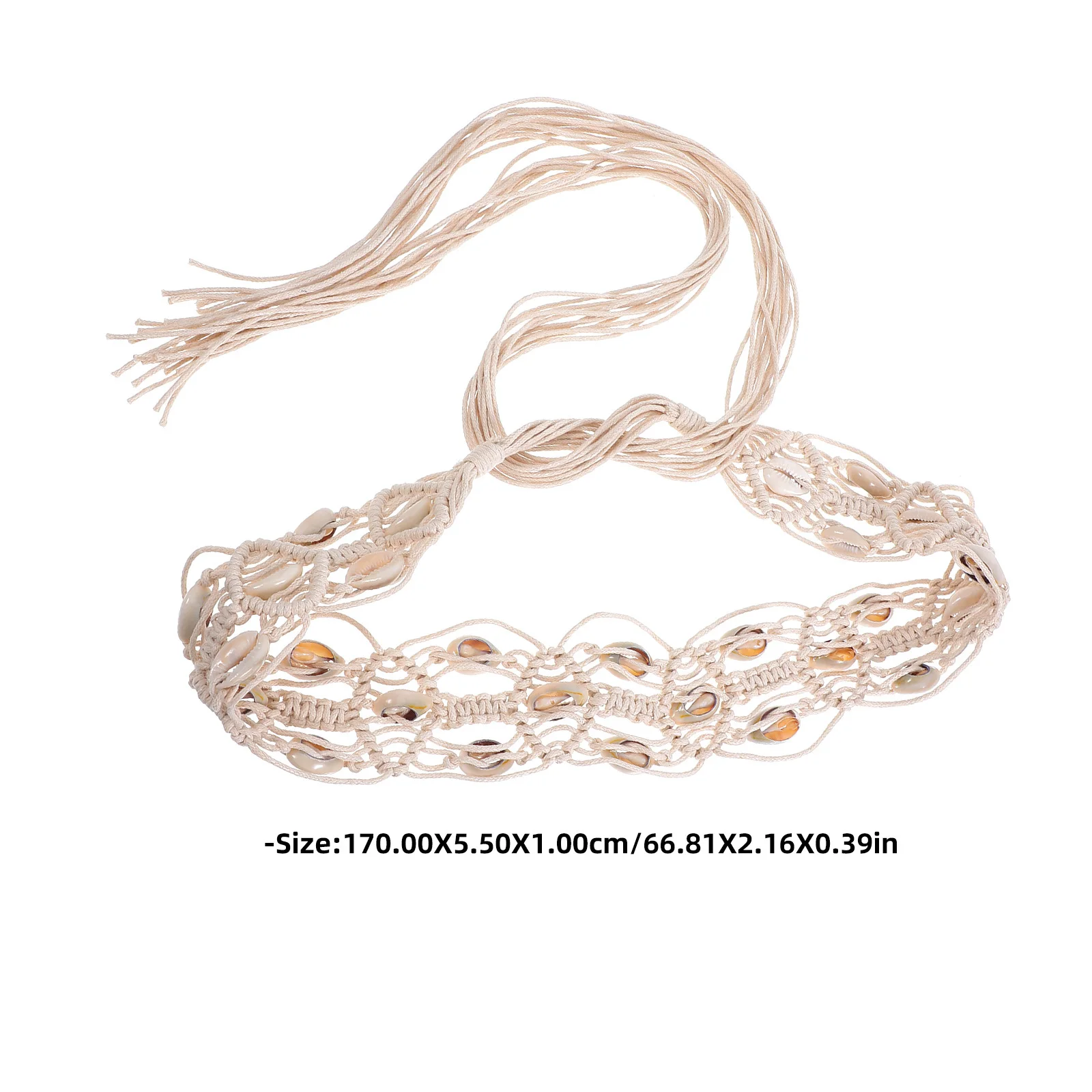 Bohemian Retro Waist Belt Macrame Wide Rope Belt Simulation Shells Tie Closure Beach Dress Accessory Vintage Style Women