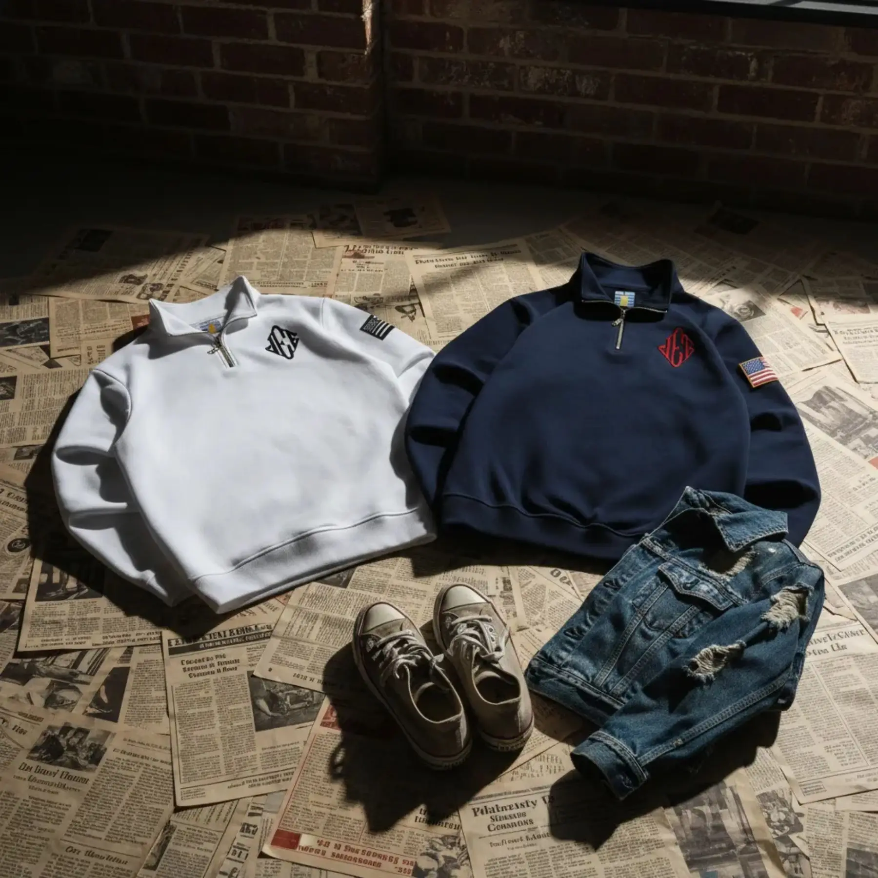 

Американский ретро-комплект из двух предметов: худи на молнии с вышивкой и свитшот в стиле Y2K для уличной моды