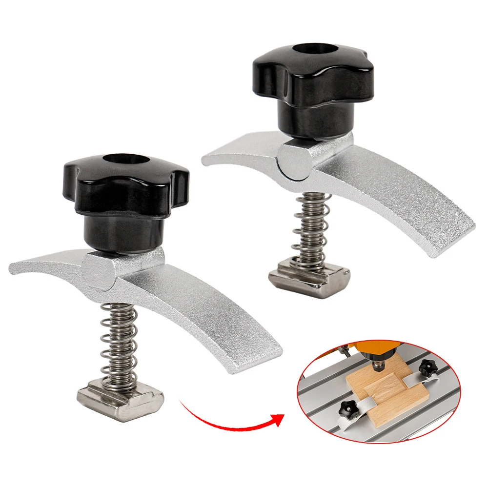 

2 Pieces T Track Hold Down Clamp Press Plate Clamp Aluminum Alloy for Cutting Sled Jigs Routers Table Saws Woodworking DIY