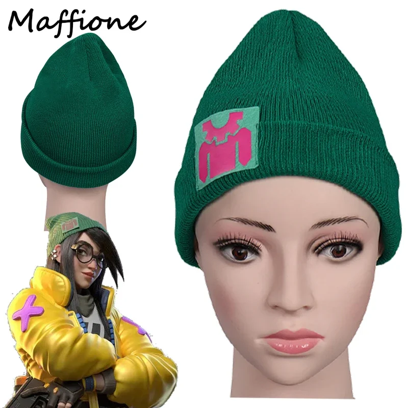 SN55Killjoy تأثيري قبعة خضراء لعبة VALORANT لعب الأدوار قبعة زي اكسسوارات الفتيات القبعات الدعاوى الدعائم حفلة الهالوين البدلة $@1 واط