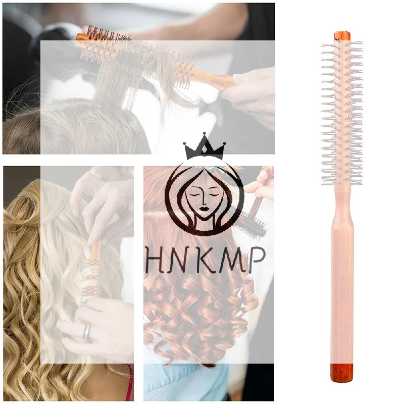 Bristle Wooden Curly Hair Comb Natural Boar Bristle Rolling Brush Round Barrel Blowing Curly Hairbrush Hair Styling Tool Barber