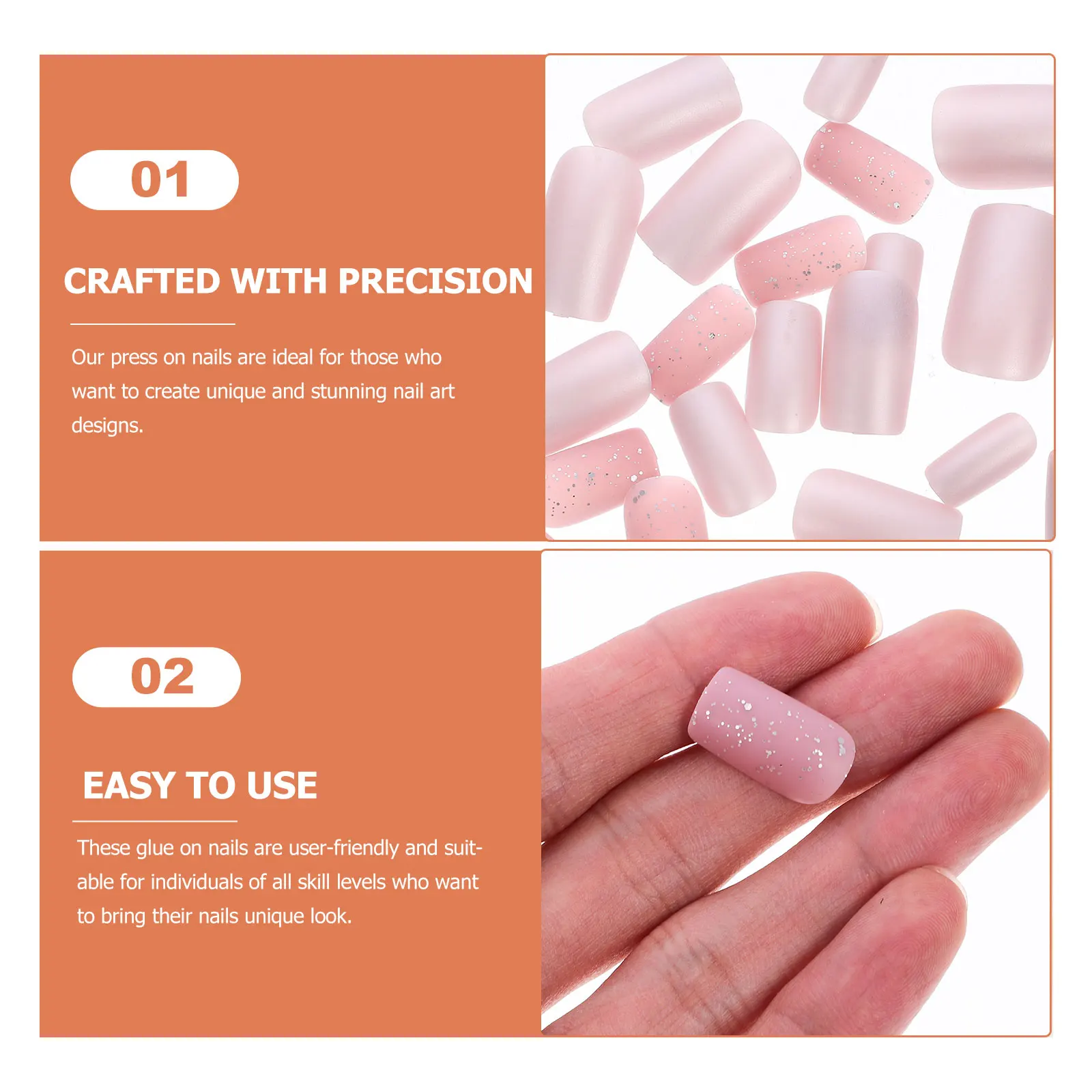 

24pcs Frosted Silver Press On Nails Glue ABS Fingernails Women Fake Nail Tips Manicure Supplies French Nail Art Sturdy