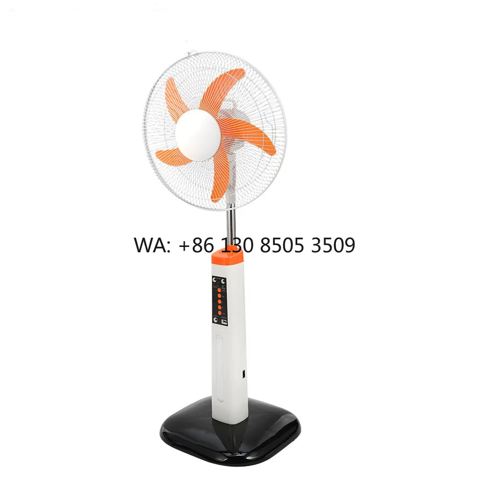 

16-Inch Solar Rechargeable Electric Stand Fan with LED Bulbs Brushless Motor Solar Panel Eco-Friendly Product
