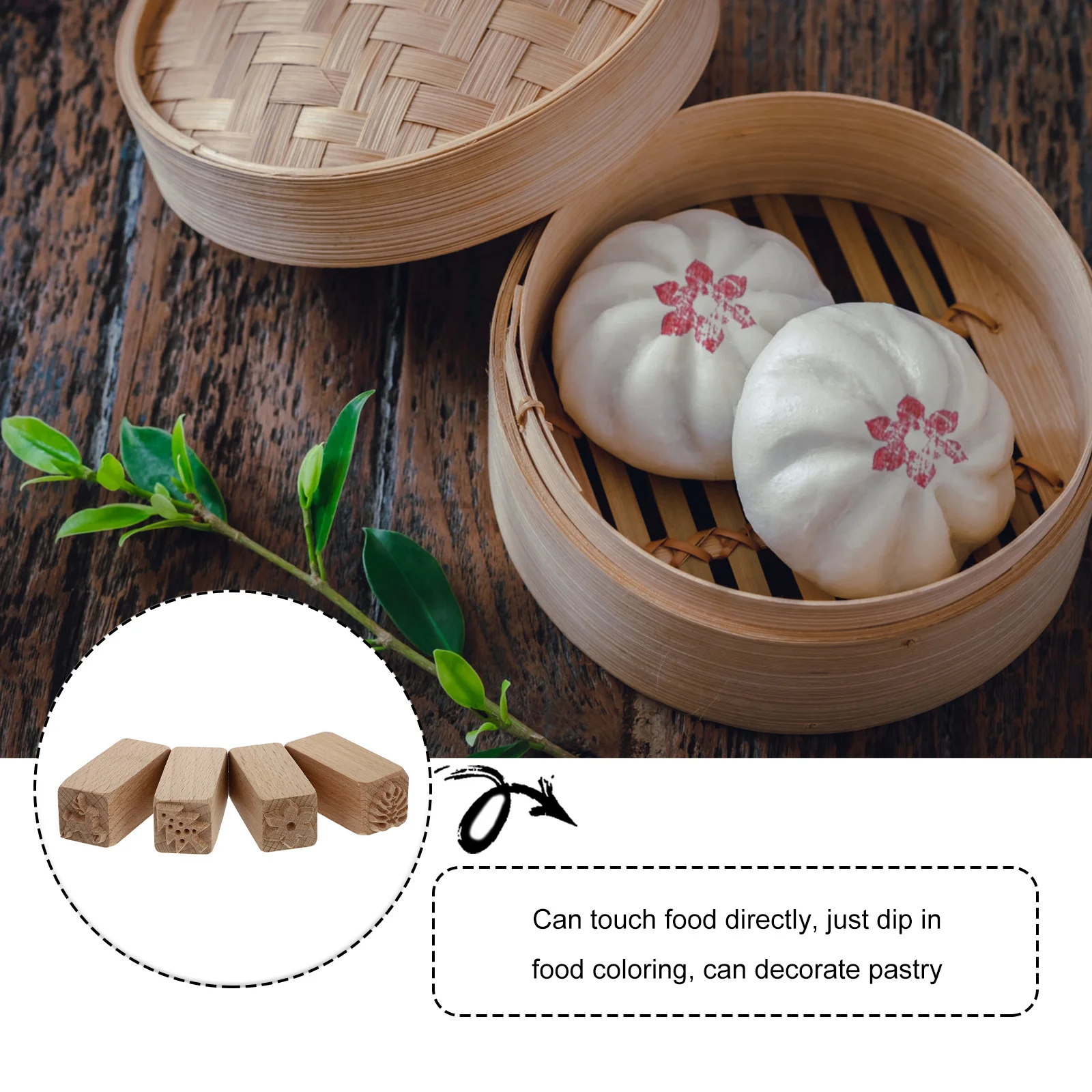 

4Pcs Baking Stamps Wooden Cake Molds Nonsticky Reusable Beautiful Pattern Design for DIY Cakes Desserts Christmas