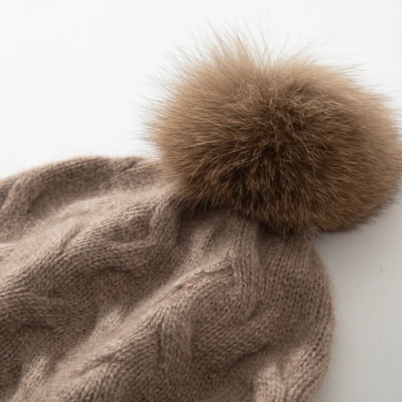 MERRILAMB Solid Color Cashmere Knitted Bonnet Women Hat Pompom Winter Hat for Woman Casual Outdoor Keep Warm Cashmere Beanie Cap