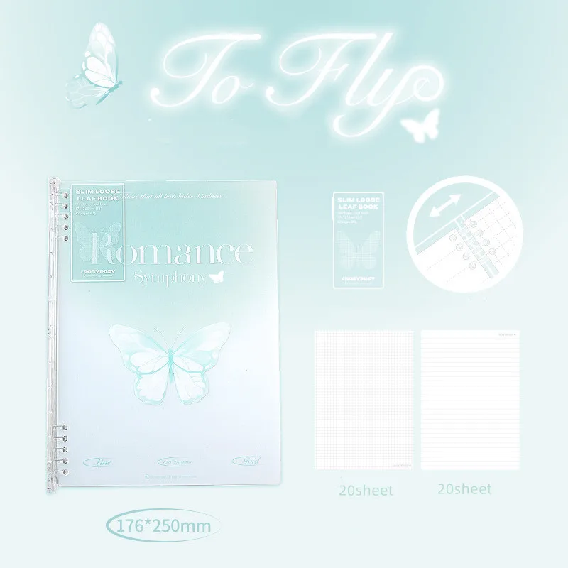 40 Sheet Fashoin Notebook Ins Simplicity Butterfly Gradient Color Scrapbook Jounral Kawaii B5 Binder Notepad Student Supplies