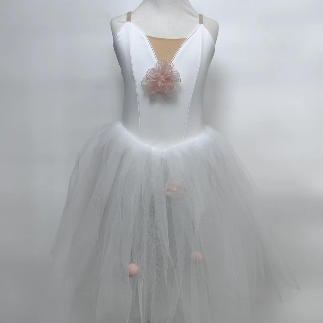 

White Long Ballet Dress Girls Adult Women Kids Ballet Dress Long Modern Dance Costume Swan Dance Performance Dance Party Dress
