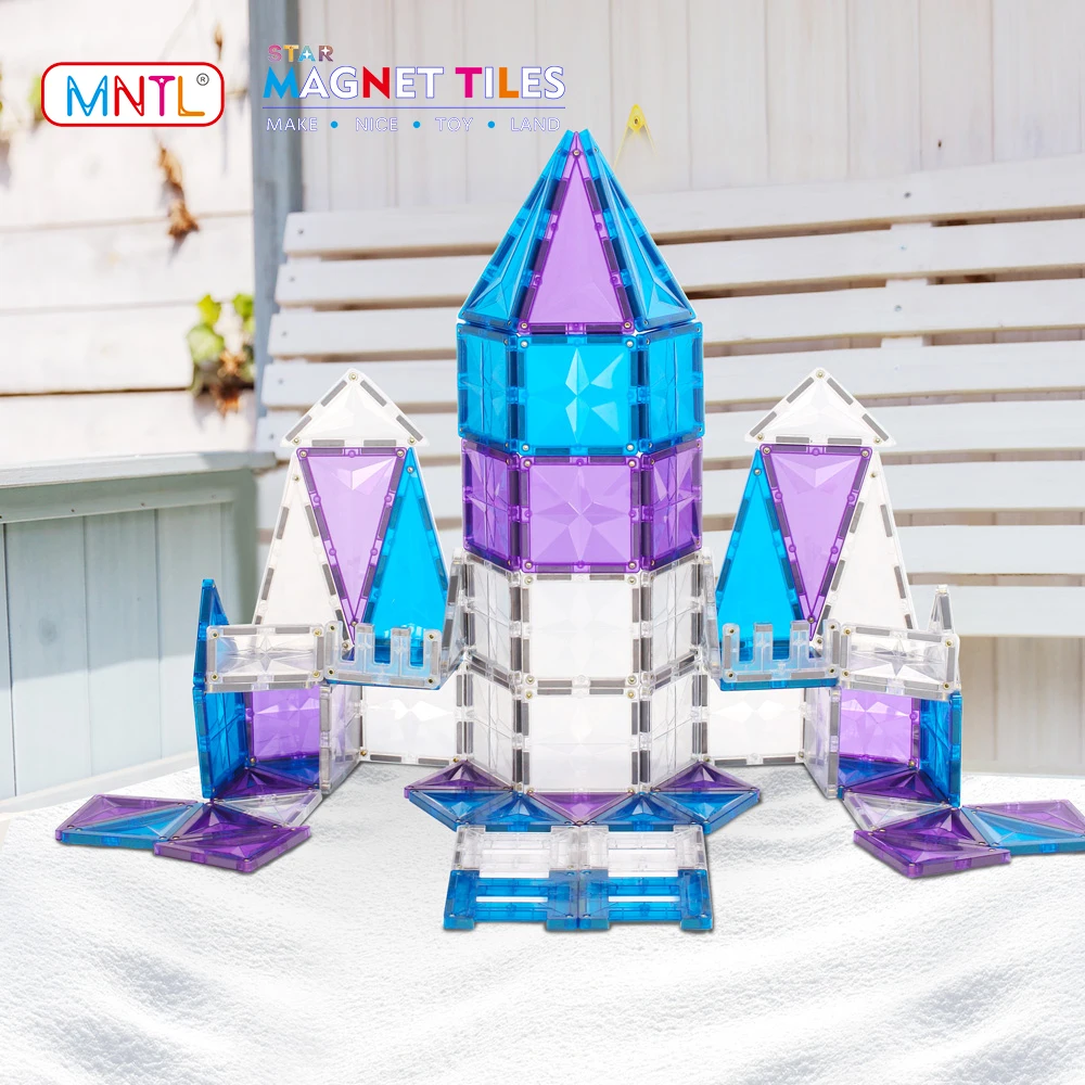 MNTL 120Pcs Magnetic Tiles Building Toys Set STEM Educational Toy Magnet Blocks Stacking Bricks Kids Boy Christmas Birthday Gift