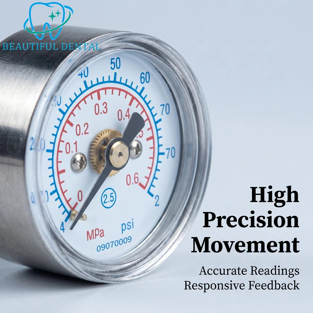 

2/4 Holes Dental Air Pressure Gauge Turbine Manometer Stainless Steel Pressure Gauge Test Test High Speed/Low Speed Handpiece