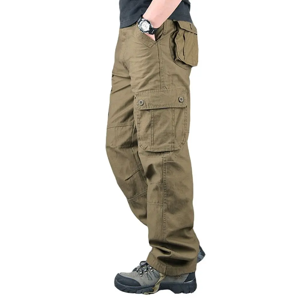 

Samlona Plus Size Mens Casual Straight Pants New Spring Fashion Zipper Pockets Trouser 2024 European Style Outdoor Cargo Pant