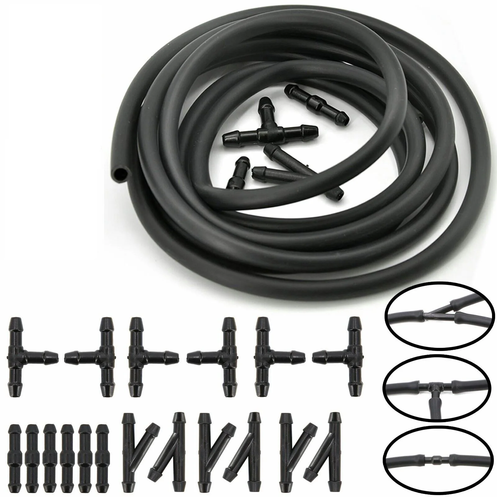 

1set 2M Car Nozzle Pump Hose & 18pcs Connectors Car Windscreen Wiper Washer Jet Tube Pipe Car Windscreen Wipers Accessories