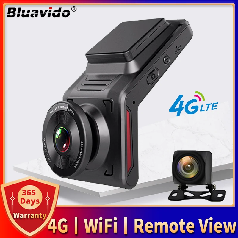 Bluavido 4G Mini Dash Cam GPS Tracking Support Live Remote Monitoring With Two Camera Video Recording FHD 1080P WiFi Hotspot