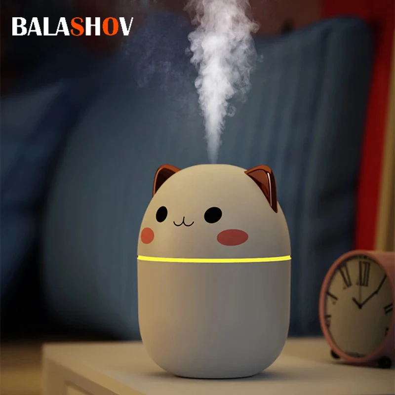 Air Humidifier 250ml  Ultrasonic Car Mist Maker Cartoon Aromatherapy Diffuser With Night Light For Bedroom office Purifier