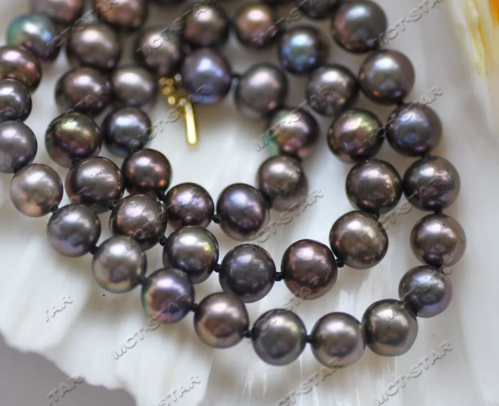 

MTC·STAR Z12785 A+ 18" 9mm Peacock-Black Round Freshwater Pearl Necklace