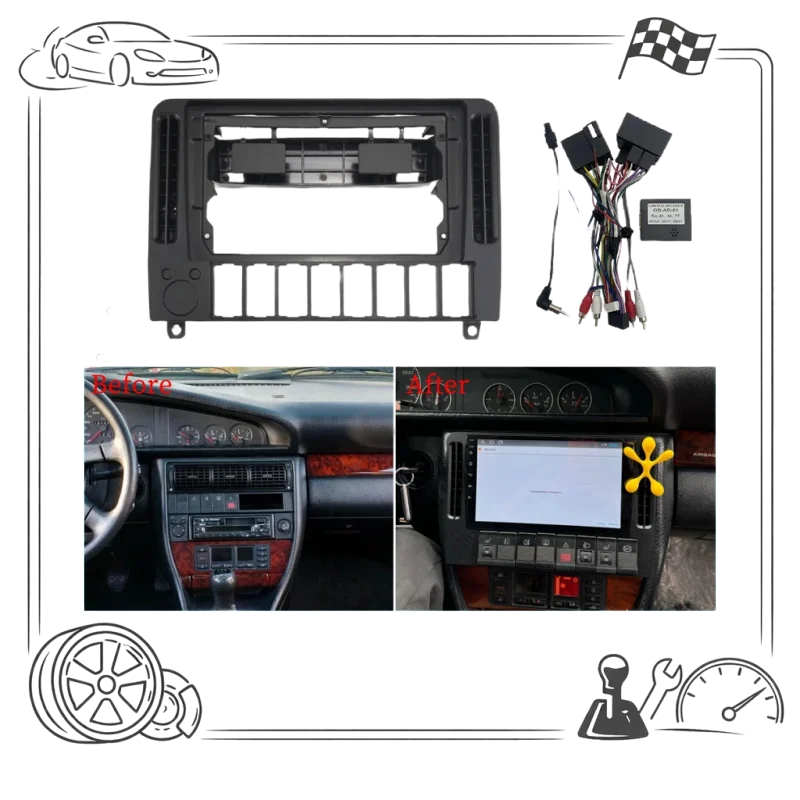 

9 Inch Car Frame Fascia Canbus Box Adapter Kit for Android Radio Dash Fitting Panel Compatible with 100 S4 C4 A6 S6 1990-19