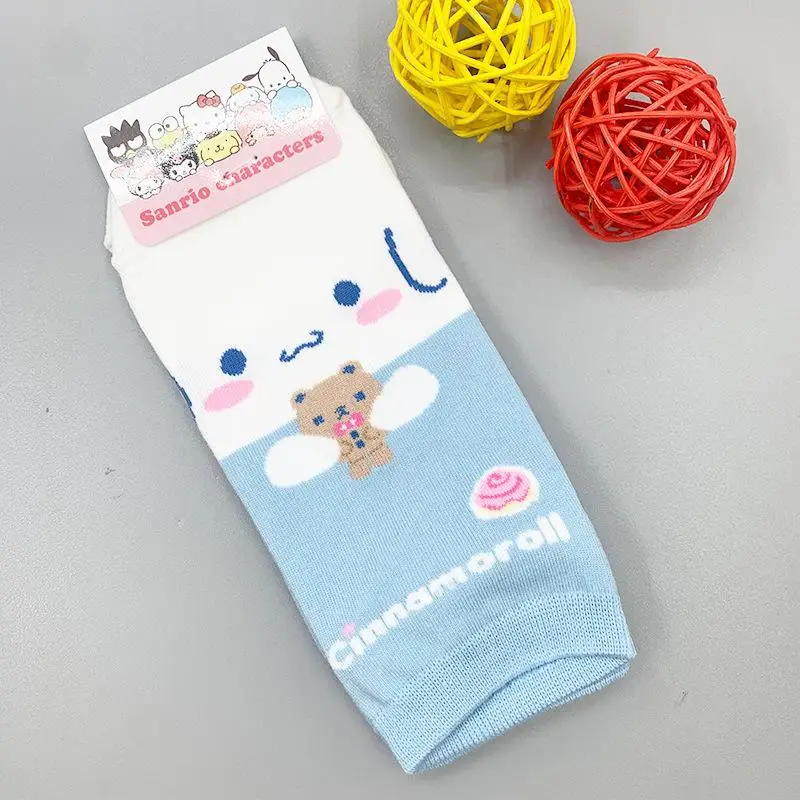 Kawaii Cute Sanrio Hellokitty Kuromi Mymelody Cinnamoroll Pochacco Pompompurin Gudetama Socks Anime Soft Cotton Gift For Girls