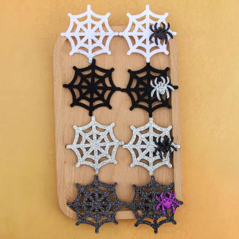 100 Stück Filzstoff-Cartoon-Halloween-Spinnen-Applikationen für Halloween-Dekoration, DIY-Haarspangen-Accessoires, Aufnäher – Detail 1
