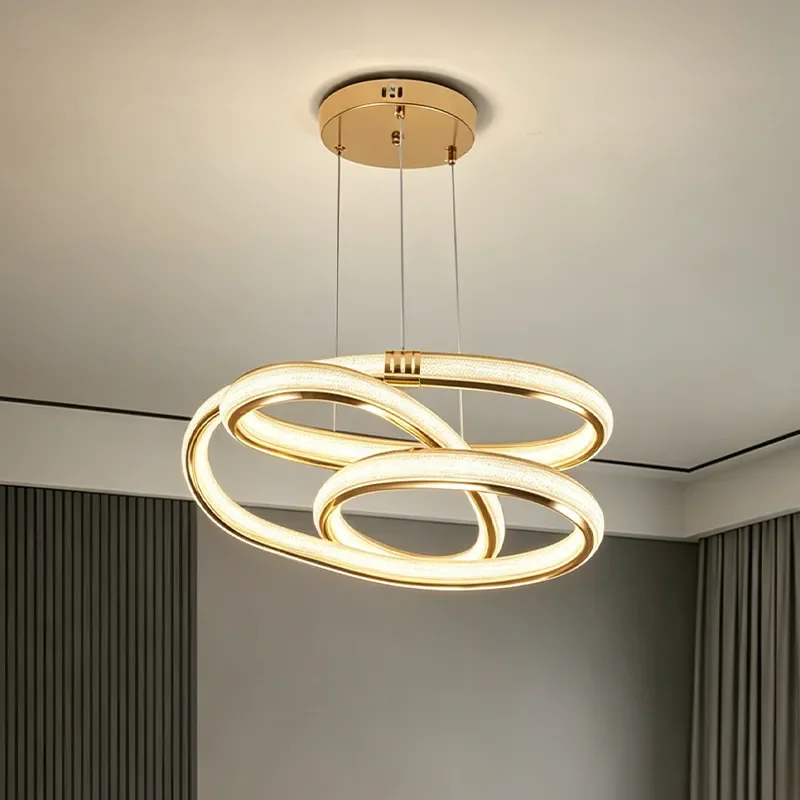 Light Luxury Eye Protection Living Room Light Stepless Voice Intelligent Creative Ring Atmosphere Duplex Villa Hall Light